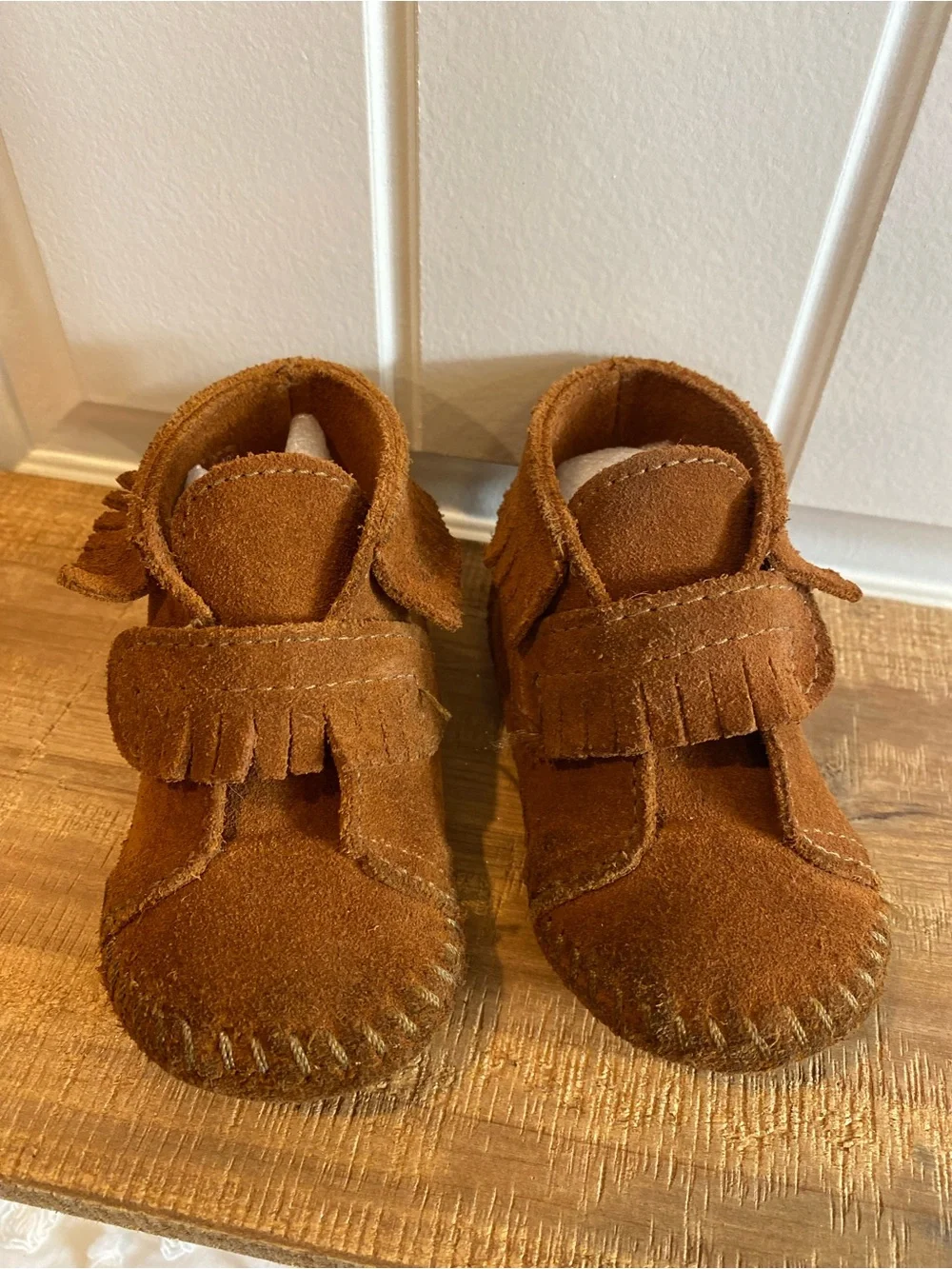Minnetonka Toddler Chestnut Suede Fringe Moccasins